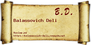 Balassovich Deli névjegykártya